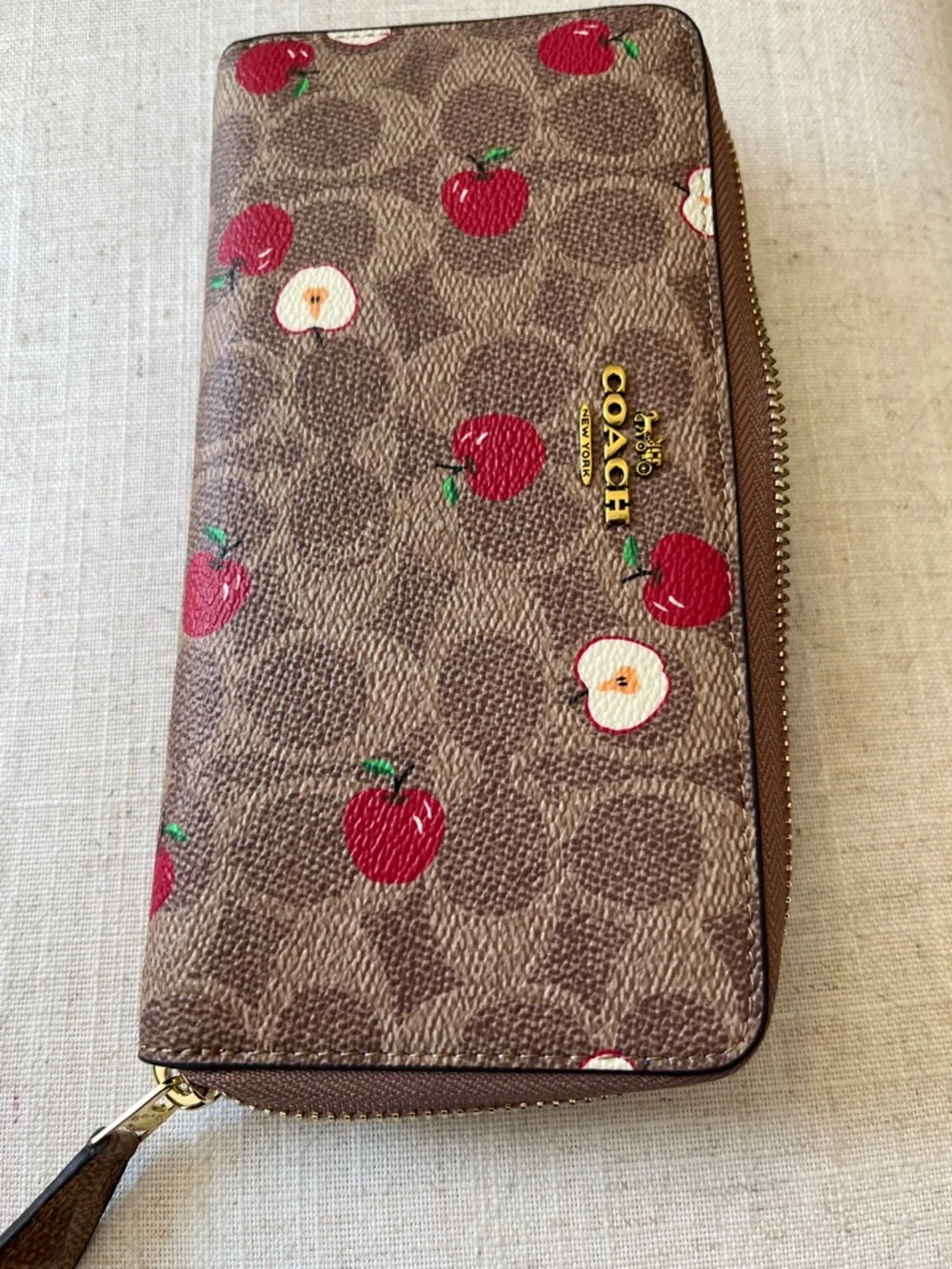 Coach Brown Wallet with Red Apple Print - Picture 5 of 5